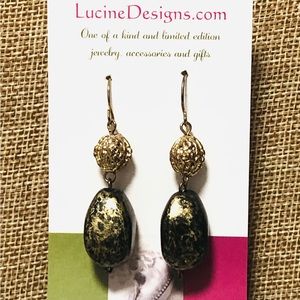 Black and gold drop boutique earrings, brand new